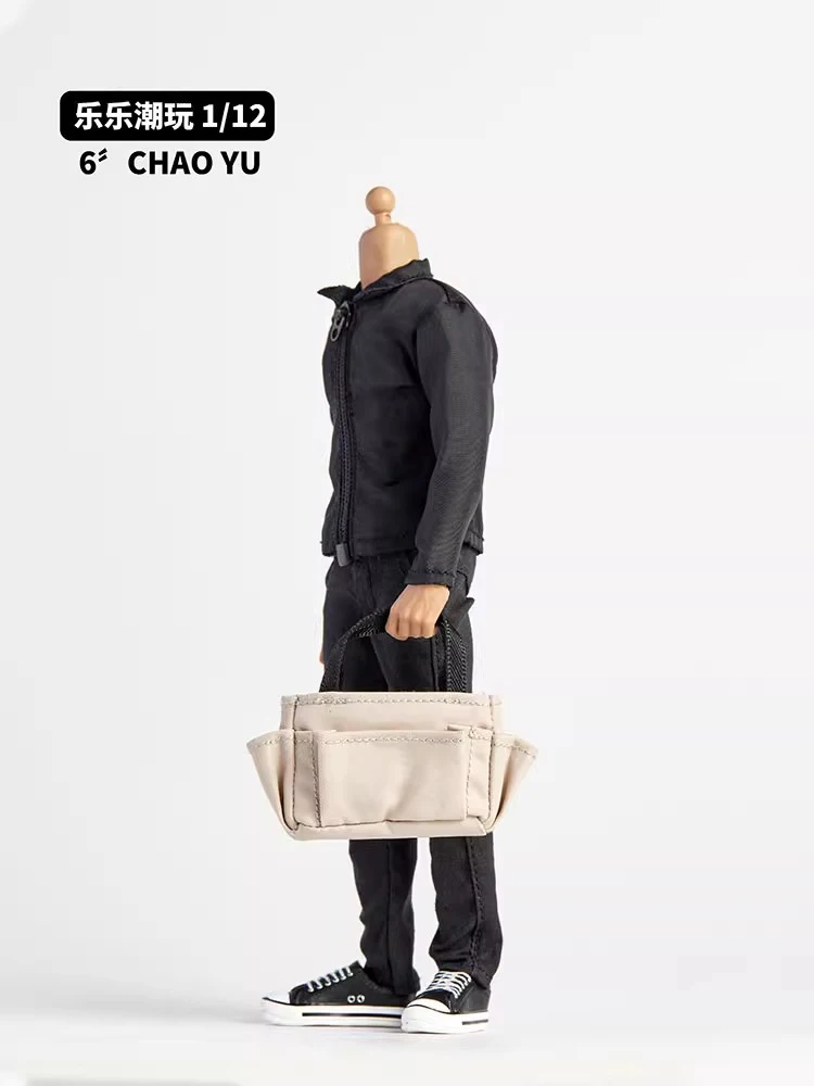 

1/12 Male Soldier Black Zipper Jacket Coat Straight Leg Pencil Pants Vest T-shirt Model Fit 6'' Action Figure Body In Stock