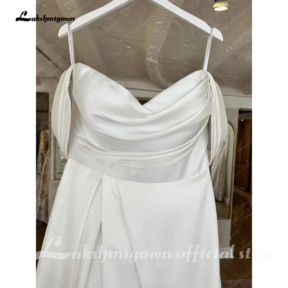 Lakshmigown Plus Size Mikado-Satin Hochzeitskleider für Frauen Vestido de Noiva Sweetheart Boho Brautkleid mit hohem Seitenschlitz – Detail 8