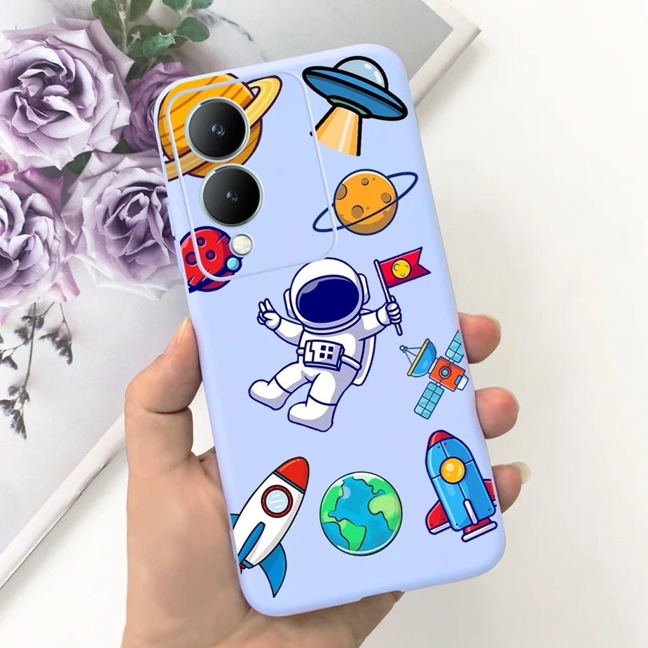 حافظة هاتف من السيليكون الناعم للصدمات ، غطاء برسومات كرتونية لطيفة ، Vivo Y17s 4G ، مصد للصدمات
