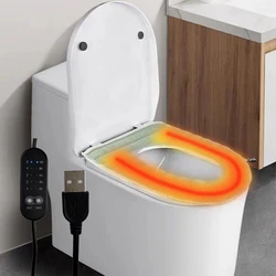 USB Heating Universal Toilet Seat Cover Winter Warm Soft WC Mat Bathroom Washable Toilet Seat Cushion Pad 5 temperature setting