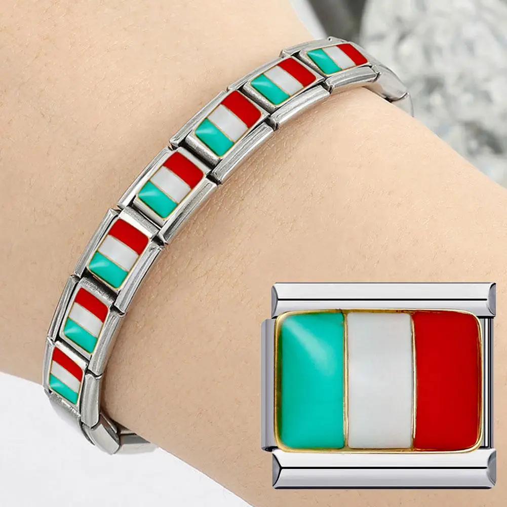 2024 Hapiship New Original Daisy Fashion World National Flag Italian Charm Fit 9mm Bracelet Stainless Steel Jewelry Making