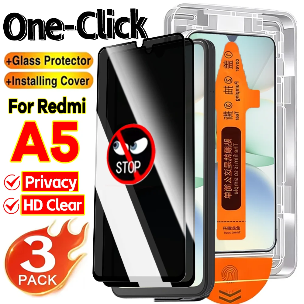 

3-в-1: Защитная пленка (антишпионская и HD-прозрачная) и закаленное стекло для Redmi A5 с легкой установкой и защитой от пыли