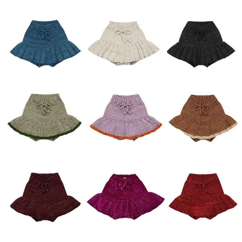 Classic Knitted Pants Skirt for Girls Autumn Winter Versatile Skirt 2026 New Solid Pleated Skirt Pants