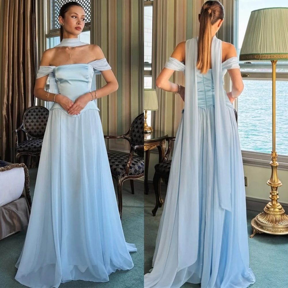 

Customized Modern Strapless Evening Dress High Quality Chiffon Prom Dresses Delicate Sweep Train Special Occasion Gowns