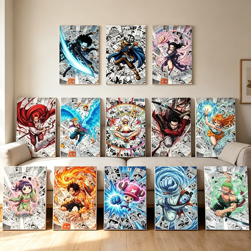 One Piece Anime Straw Hat Pirates Characters Canvas Wall Art Luffy Zoro Nami Ace Chopper HD Manga Home Decor Living Room Bedroom