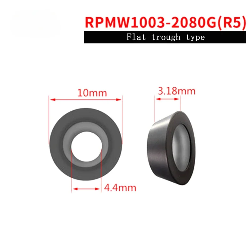 100% new R4 R5 R6 round blade RPMT08T2 RPMW1204 RPMW1003 blade material 2080G for hrc48-63 degrees quenching material processing