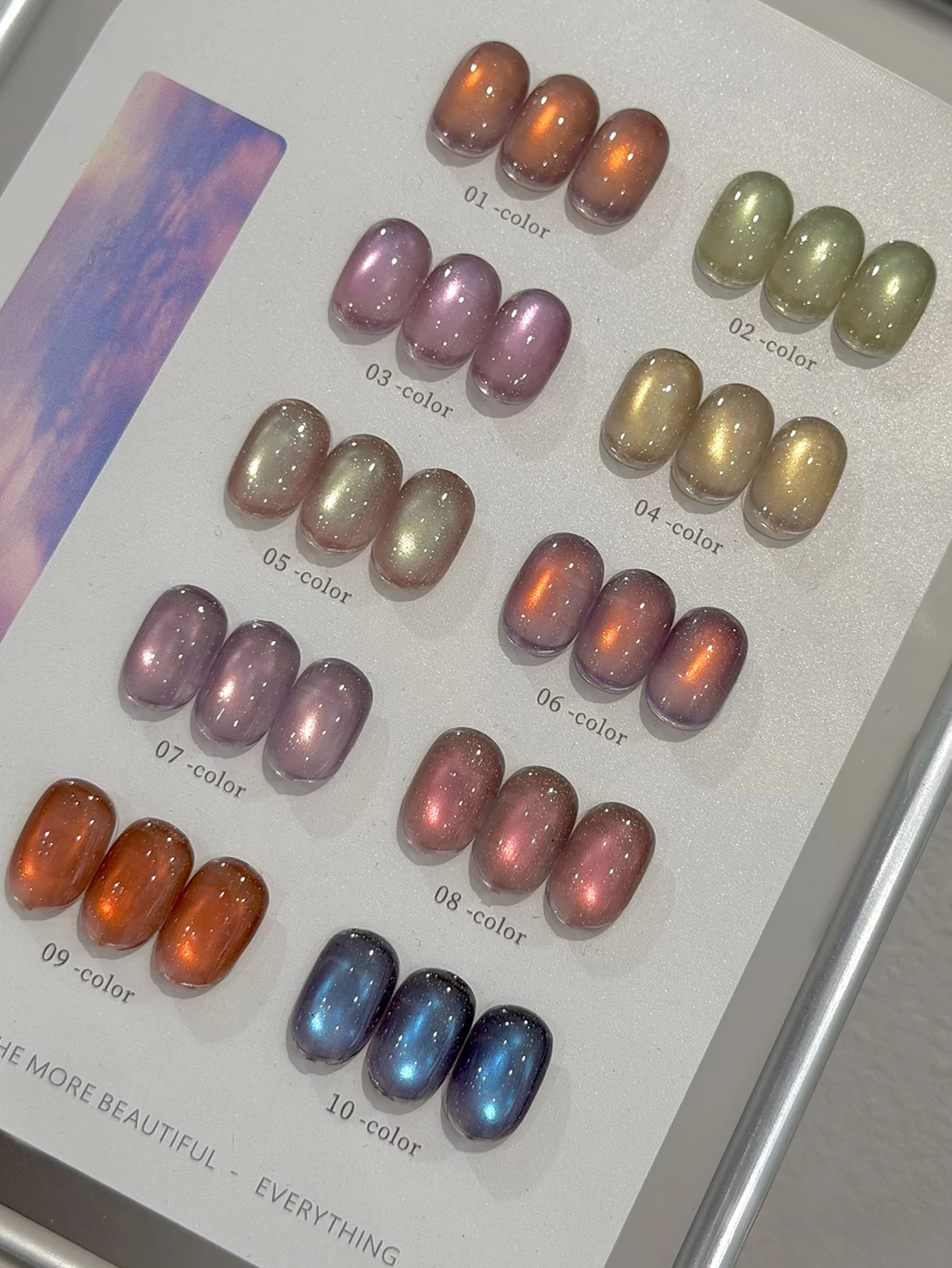 

1-10pcs WS Spring Summer Nails Pink Blue Glass Bead Cat's Eye Gel Nail Polish Super Bright High-end Whitening Gel