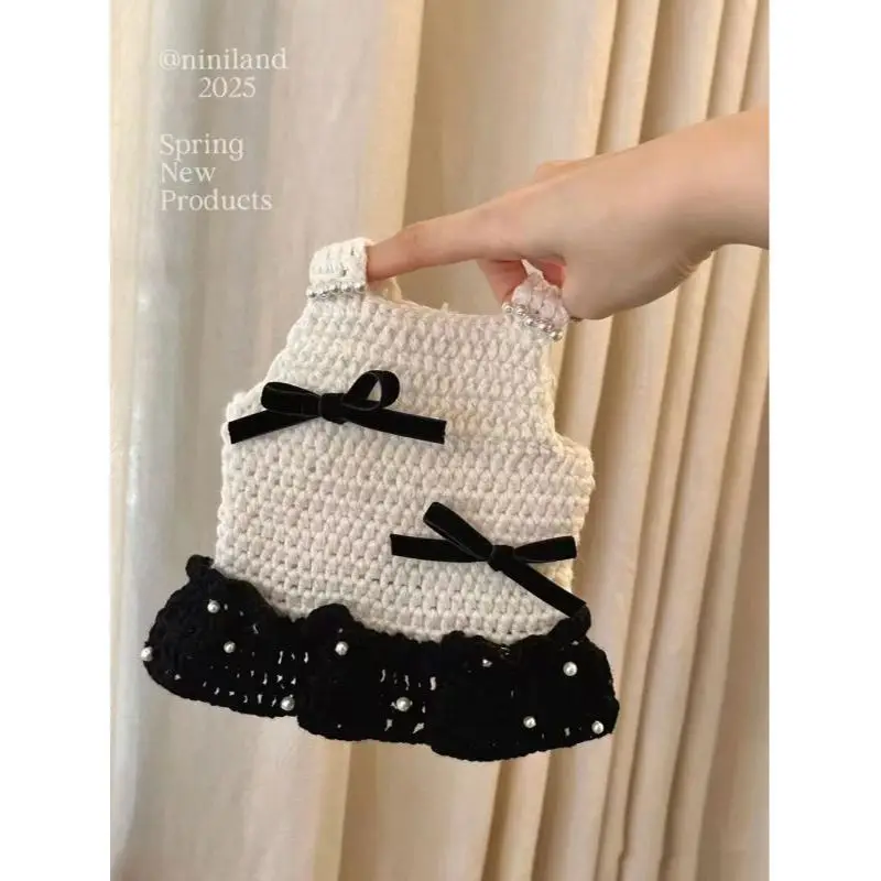 

Pet Dog Dress Clothes Bow Corduroy Vest Small Dog Puppy Cat Skirt Autumn Winter Pet Cute Costume Pet Clothes Coat Black Dresses