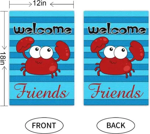 Summer Garden Flag Double-Sided, Marine Series Crab Cute Cartoon, Children'S Par