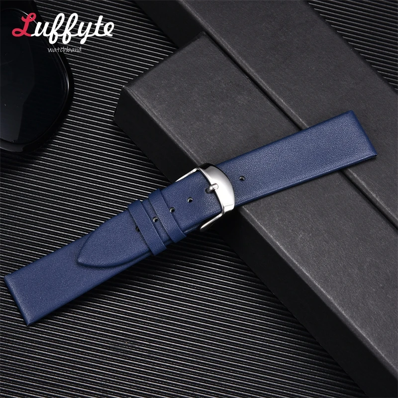 Soft Ultra-thin Leather Watchbands 14mm 16mm 18mm 20mm 22mm Watch Strap Universal Women Men Brown Black Blue Watch Belt Band