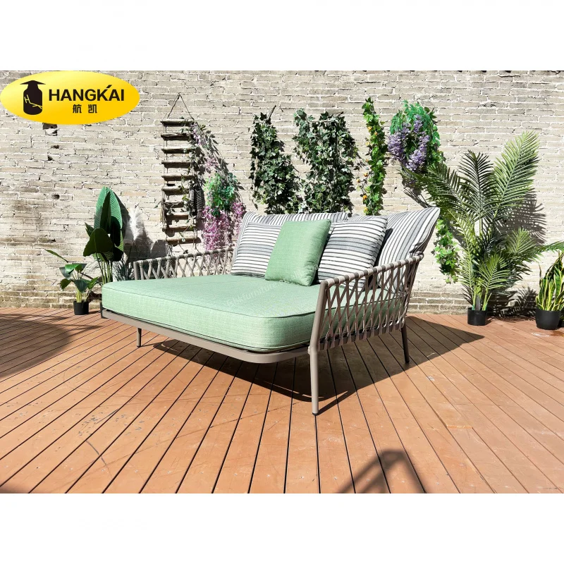 Sun Loungers,Outdoor Bed,Factory-Customized Furniture, Aluminum Alloy - Lounge Chair, Pool Rope-Woven Outdoor Multi-Person