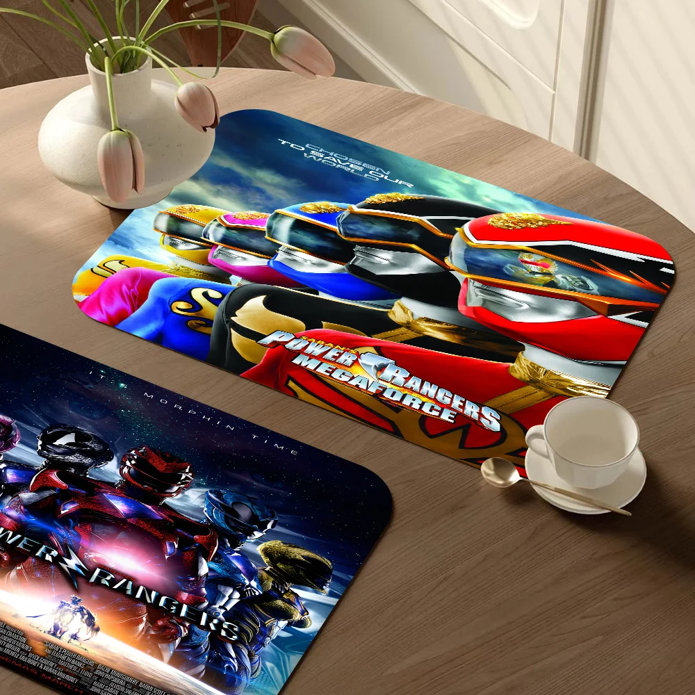 Movie P-Power R-Rangers Printed Dish Drying Mat Super Absorbent Coffee Drain Pad Tableware Quick Dry Rug Kitchen Placemat