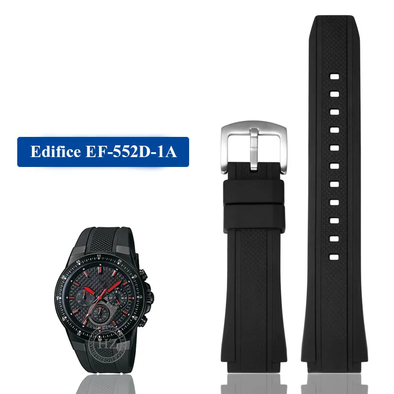 EF552 Series  Rubber Silicone Sports Watch Strap For Casio Edifice EF-552 Watchbands EF-552D-1A Men\'s Bracelet 25*20mm Strap