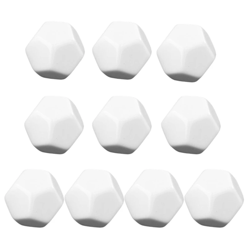 10Pcs/Pack 22mm Acrylic White Blank Dice Game Props Educational Toy for Children Solid Color DIY Dice Tools