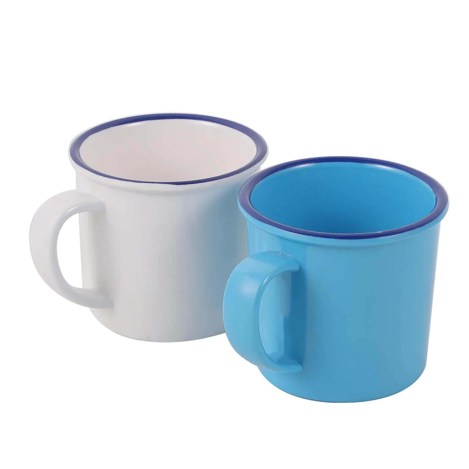 

2Pcs Retro Tea Cup Melamine Imitation Enamel Mug Beverage Drink Cup Wide Mouth Glass Water Vessel Dining Bar Container