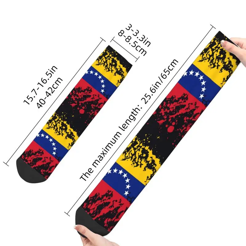 Cute Venezuela Flag Ink Splatter Socks Men Women Warm 3D Printed Bolivarian Republic of Venezuela Sports Football Crew Socks