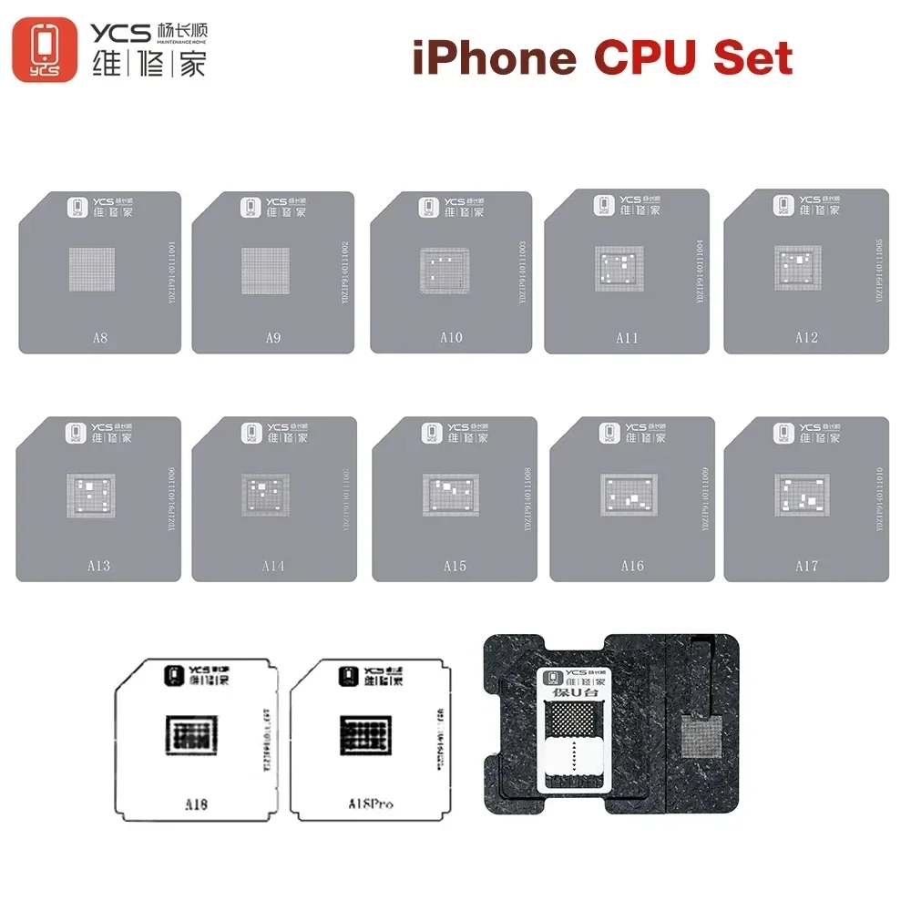 

YCS BGA чип временная микросхема для посадки оловянная стальная сетка для iPhone Qualcomm HiSilicon MediaTek Samsung CPU Tin Planting Station Set