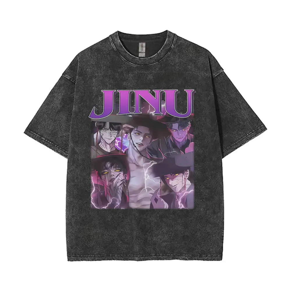 

Washed Vintage Kpop Demon Hunters Saja Boys T Shirt Fans Gift Men Women Cartoon Casual Cotton T-shirt Men's Oversized Streetwear