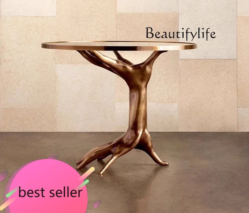 

BJ Creative Pure Copper Finger Small Side Table European Style Bronze Personalized Metal Coffee Table