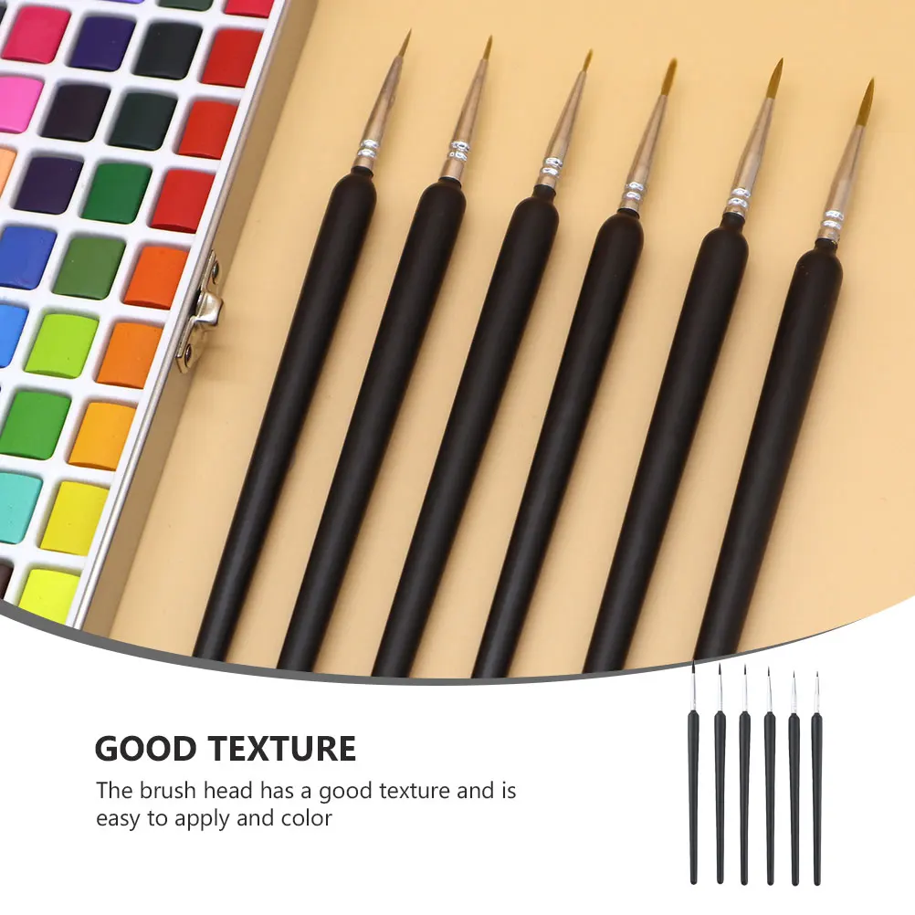 

6 Pcs Set Fine Fine Paint Brush Tips Watercolor Brush Detailing Comic Art Matte Painting Tools Artist Supplies