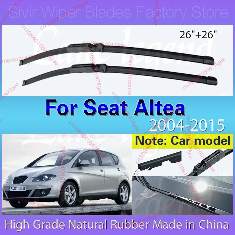 

Car Wiper Blade Front Window Windscreen Windshield Rubber Refill Wiper For Seat Altea 2004 - 2015 26"+26" Car Accessories
