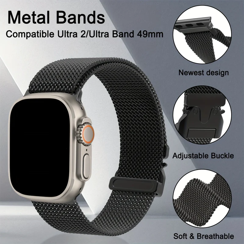 Boucle milanaise en titane pour Apple watch Ultra 2, 49mm 46mm 42mm 41mm 45mm 44mm 38-40mm série 10 9 8 7 6 5 4 SE, accessoires