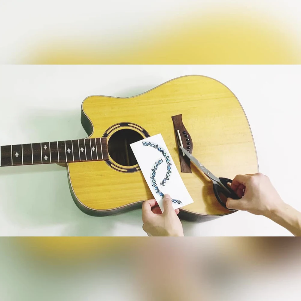 

2Pcs Sound Hole Stickers Acoustic Guitar Decals Inlay Rosette PVC Durable Wear Resistant Easy Install Fits Most Guitars Verify