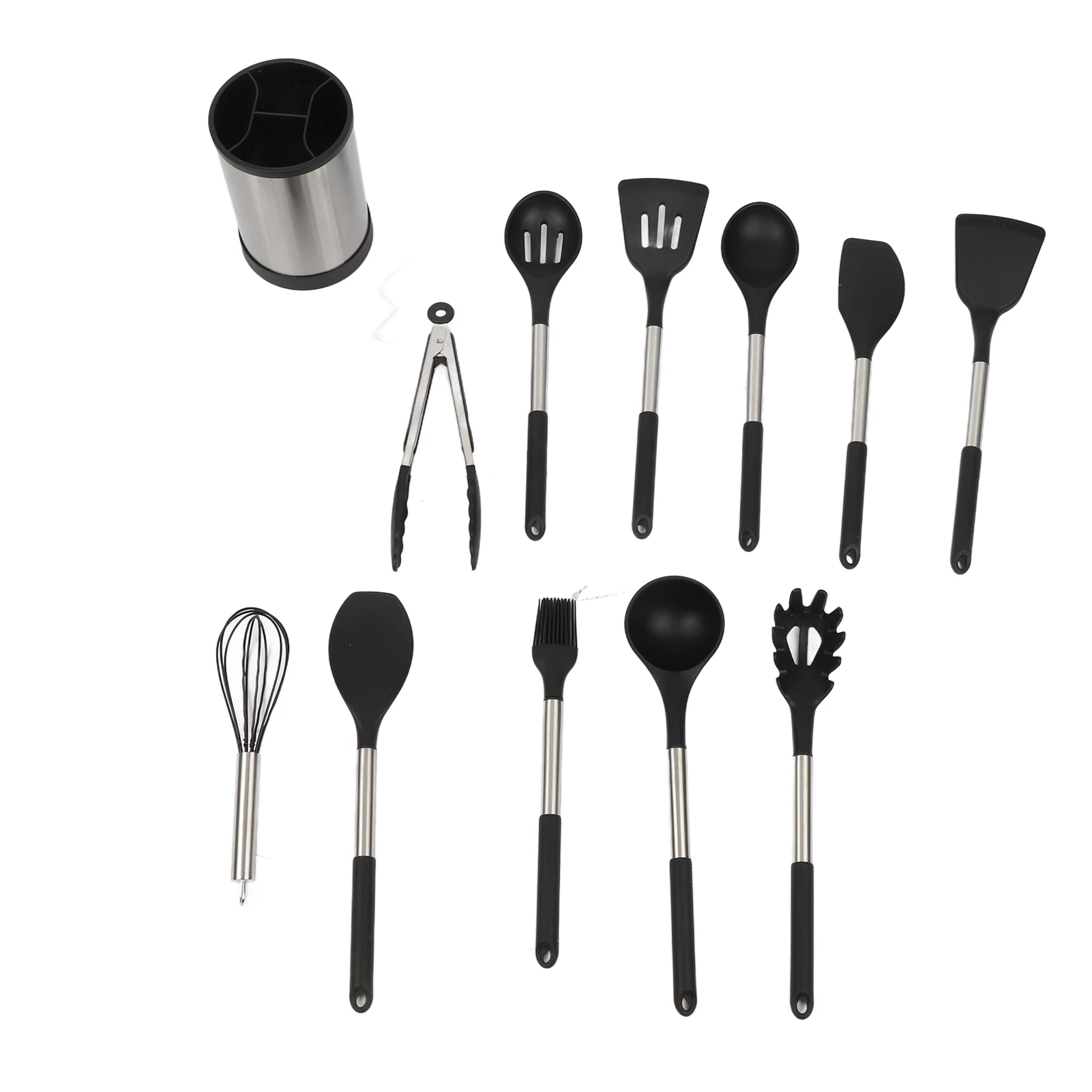 

Набор кухонных принадлежностей: силиконовые приборы с ручками из нержавеющей стали, нескользящие, термостойкие, для дома и квартир
