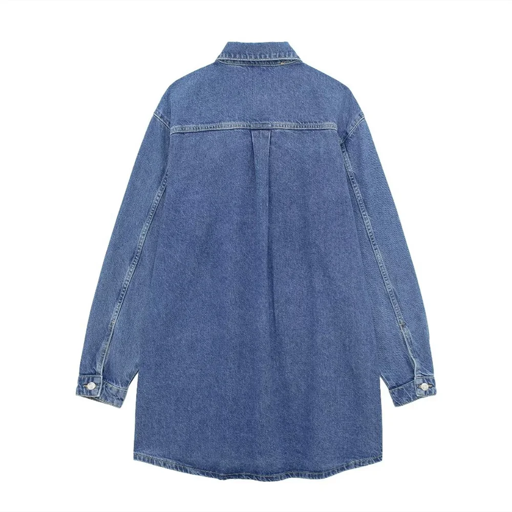 فستان قميص جينز برباط للنساء ، تنورة قصيرة ، فضفاضة ، غير رسمية ، طراز الشارع ، جديد ، الربيع والصيف ، #2