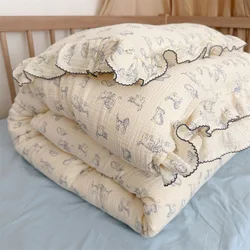 Cotton Muslin Duvet Cover Set for Nursery & Kids' Room Cute Cat Duvet Cover and Pillowcase Set for Childrens
