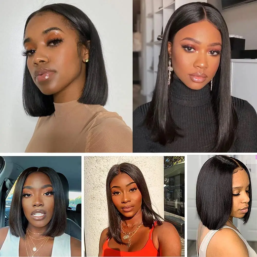 Short Bone Straight Bob Wig Human Hair 250 Density 13x6 Hd Lace Frontal Human Hair Wig 13x4 HD Lace Frontal Short Straight Lace Front Bob Wigs For Black Women Human Hair Pre Plucked image 6