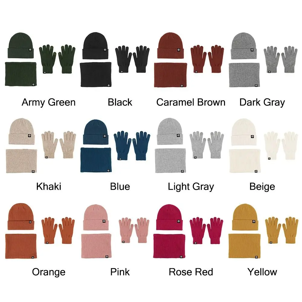 Gifts Warm Fleece Beanie Hat Scarf Gloves Cold Weather Casual Touch Screen Gloves Soft Knit Winter Hat for Women Men