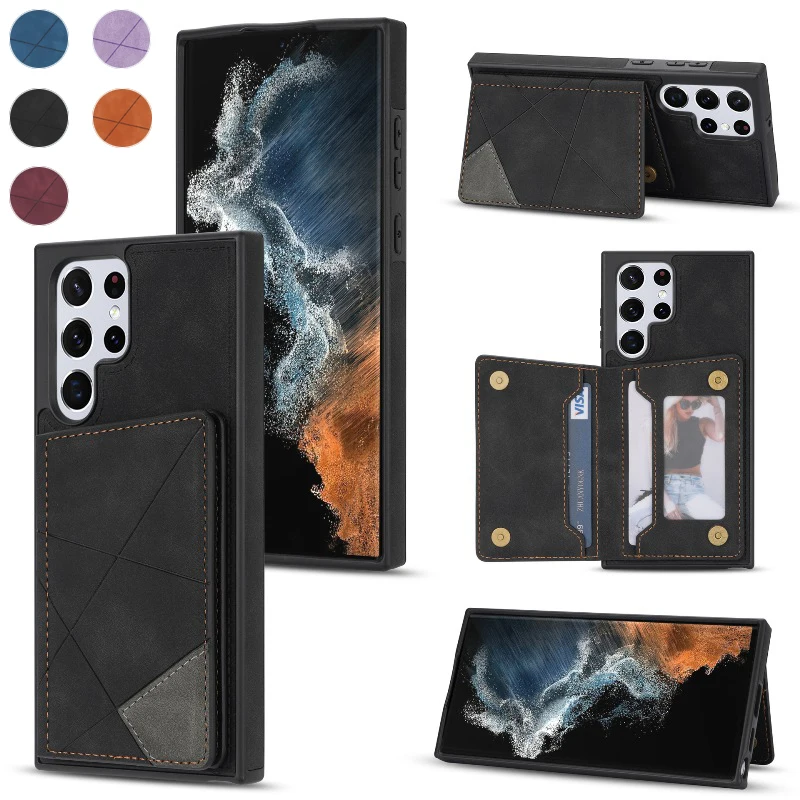 

The Back Magnetic Flip Cover Phone Case For Samsung Galaxy S23 Ultra S22 S21 S20+ A51 A71 A52 A12 A53 Wallet Card Phone Cover