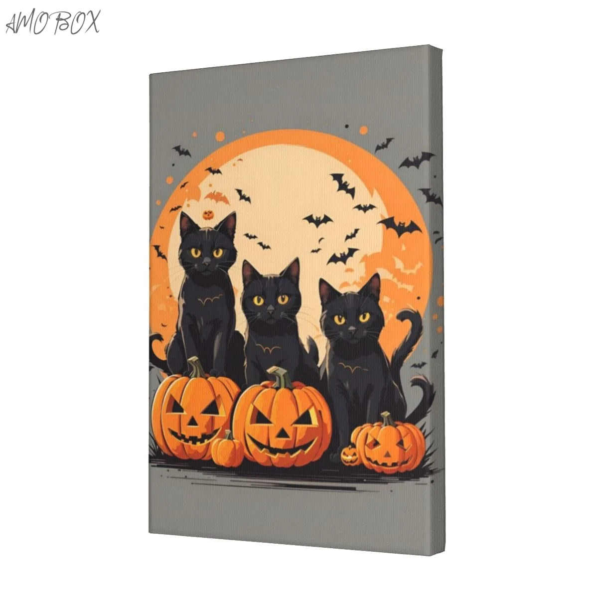 AMOBOX-Halloween Cats Decorative Paintings, Wall Art, Room Decoration, Unframed Painting, 12x18in, 626941095