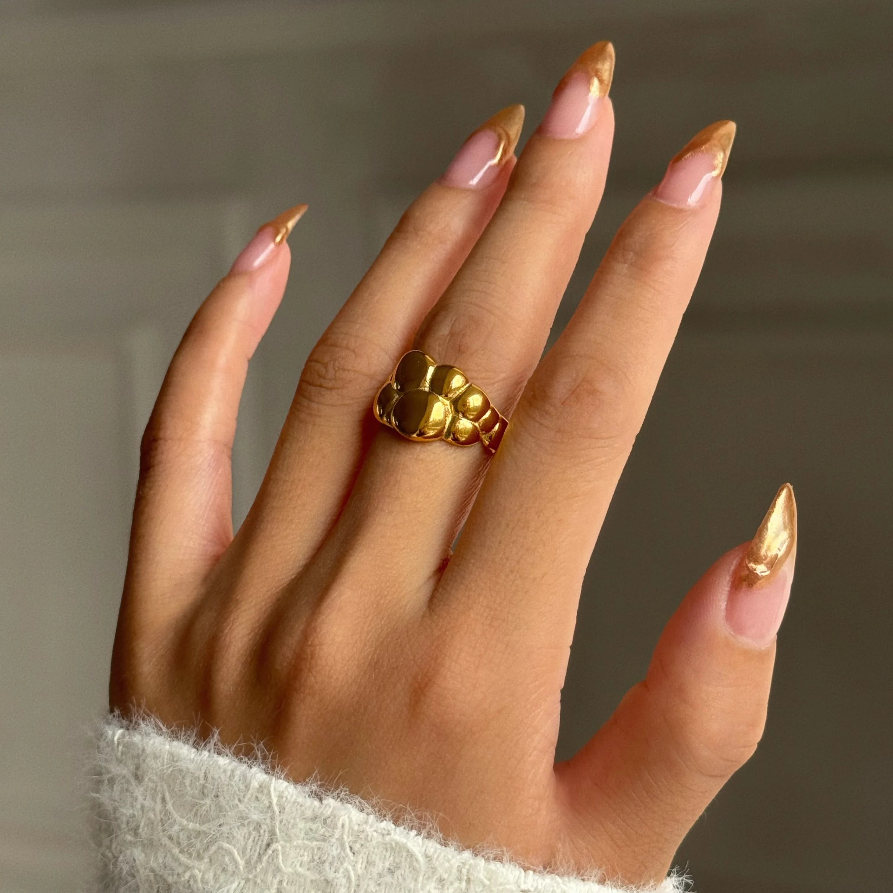 DASEIN 2025 New Baroque Gypsy Dance Broccoli Chunky Ring Ins Trendy 18k Pvd Gold Plated Stainless Steel High Quality Jewelry