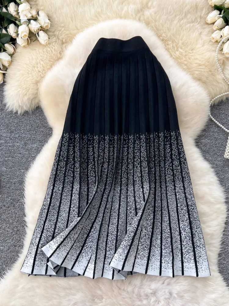 

Лоскутные юбки, женская одежда, трапециевидная юбка с высокой талией Saia, винтажная корейская трикотажная юбка Jupe 2025 Faldas Mujer De Moda Y2k, плиссированная юбка