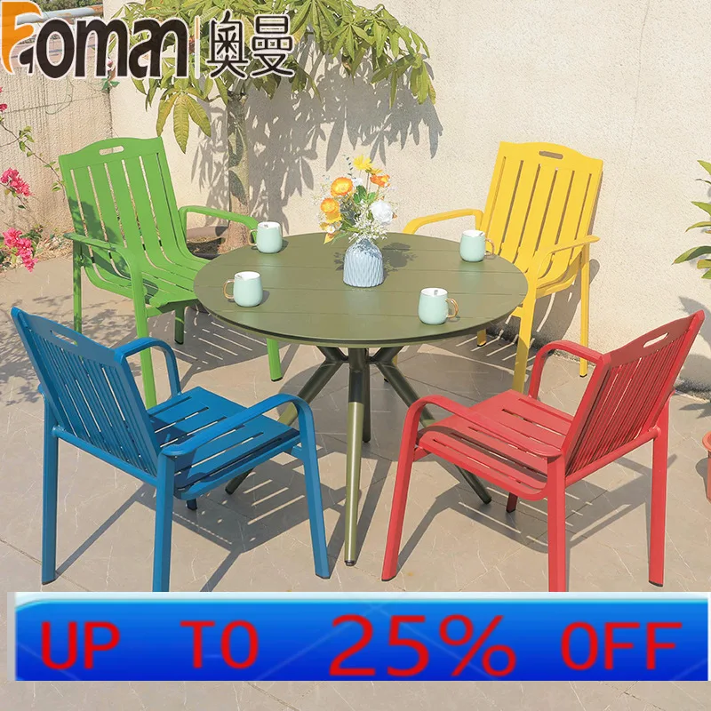 

LMM modern simple casual color chair yard cafe table and chair combination