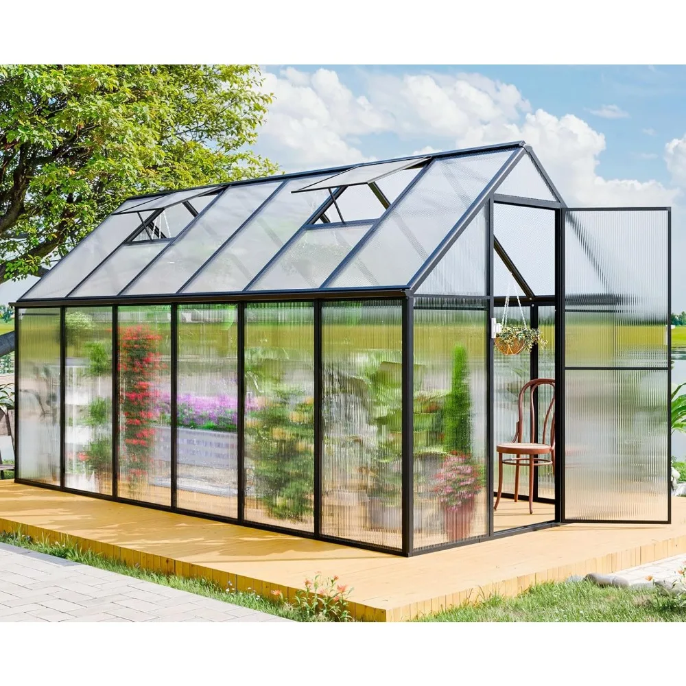 12x6 Foot Polycarbonate Greenhouse, Outdoor Greenhouse, Greenhouse Kit,walk-in Greenhouse, for Backyard Garden Use Home & Garden