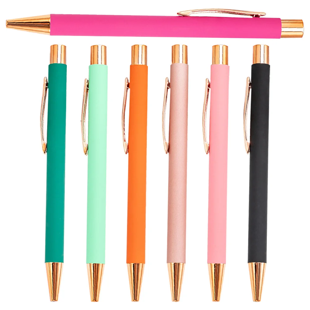 Ballpoint Pen Office Writing Ink Pens for Multicoloured Metal Portable School Retractable Cute