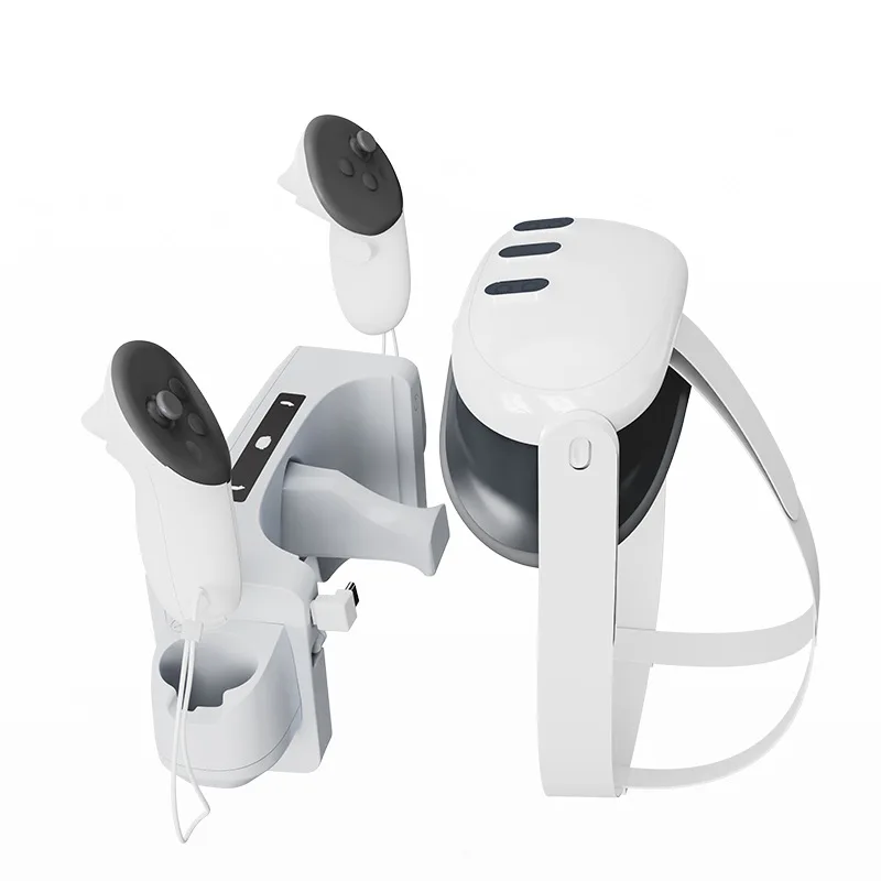 

For Meta Quest 3 VR Wall Mountable Grip Contact Charging Dock + VR Headset Storage Rack