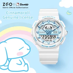 Original ZGO x Sanrio Cinnamoroll Quartz Electronic Watch Sports Wristwatch 50M Waterproof Date Display Chronograph for Gift 863