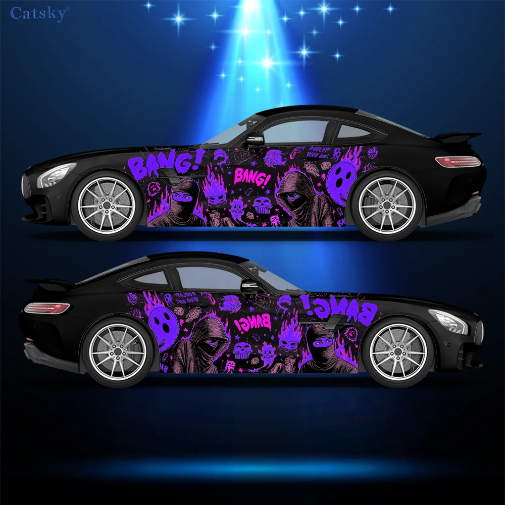 

Flame Skeleton Character Car Vinyl Wraps Decal Self-adhesive PVC Sticker Suitable for Trucks SUV Decor Auto Accessories Gift
