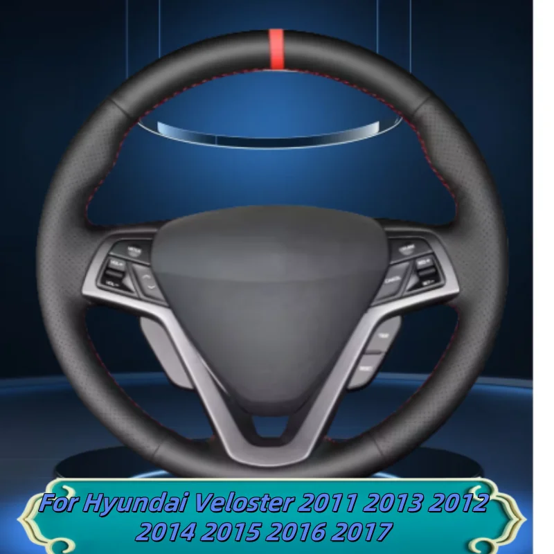 

Car Steering Wheel Cover Hand-Sewn Microfiber Leather For Hyundai Veloster 2011 2013 2012 2014 2015 2016 2017 Car Accessories