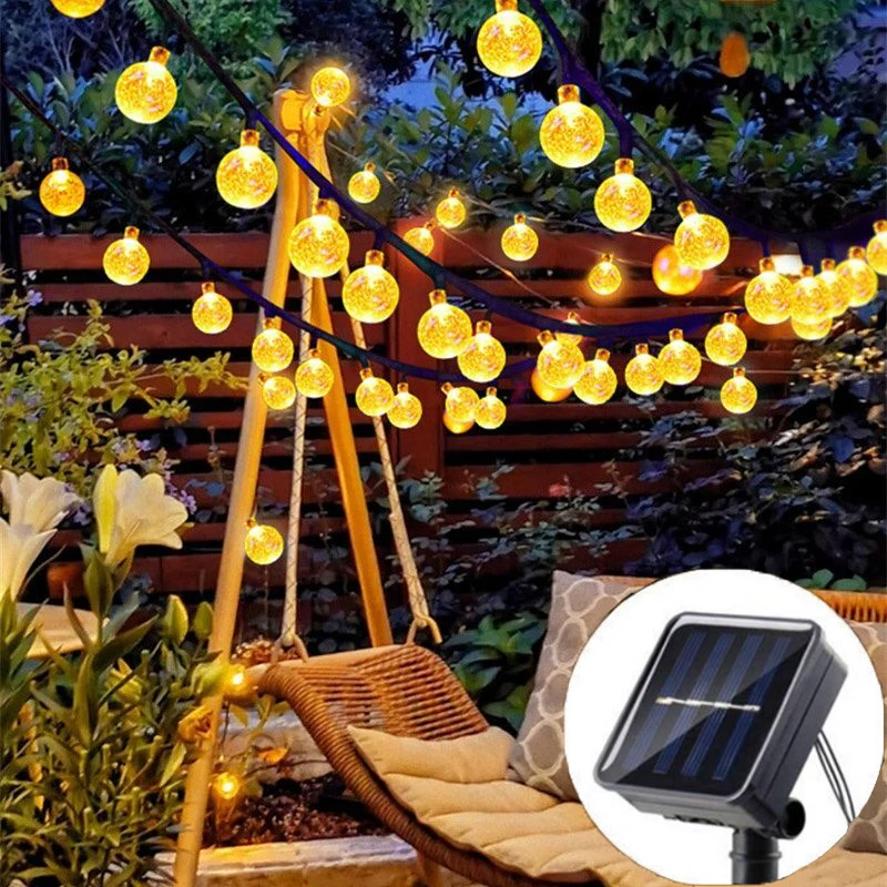

20/50/100LED Solar String Light Wedding Garland Crystal Globe Ball Lights Valentine's Day Fairy Light Outdoor Garden Decor Lamp