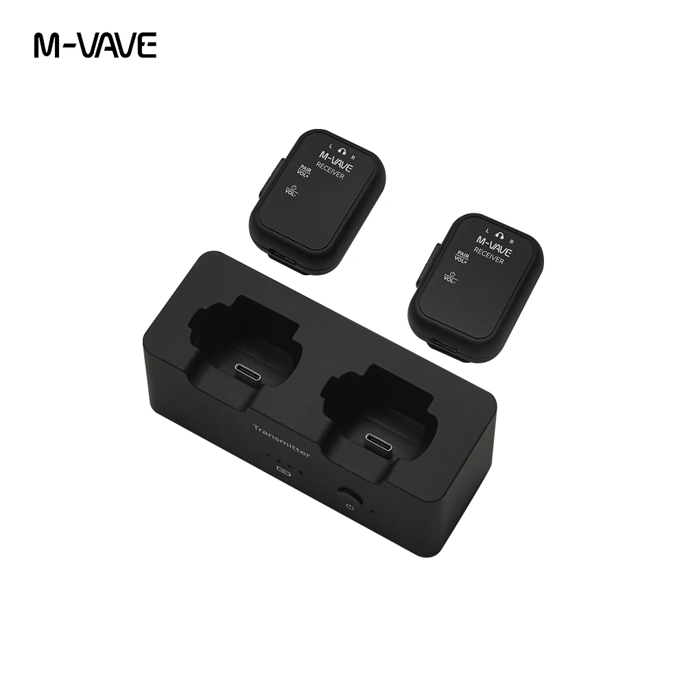 M-VAVE 4 Set WP-12 Drahtloses Kopfhörer-Monitorsystem 2,4 G wiederaufladbar 1 Sender 2 Empfänger Übertragung Stereo-Mono-Recorder