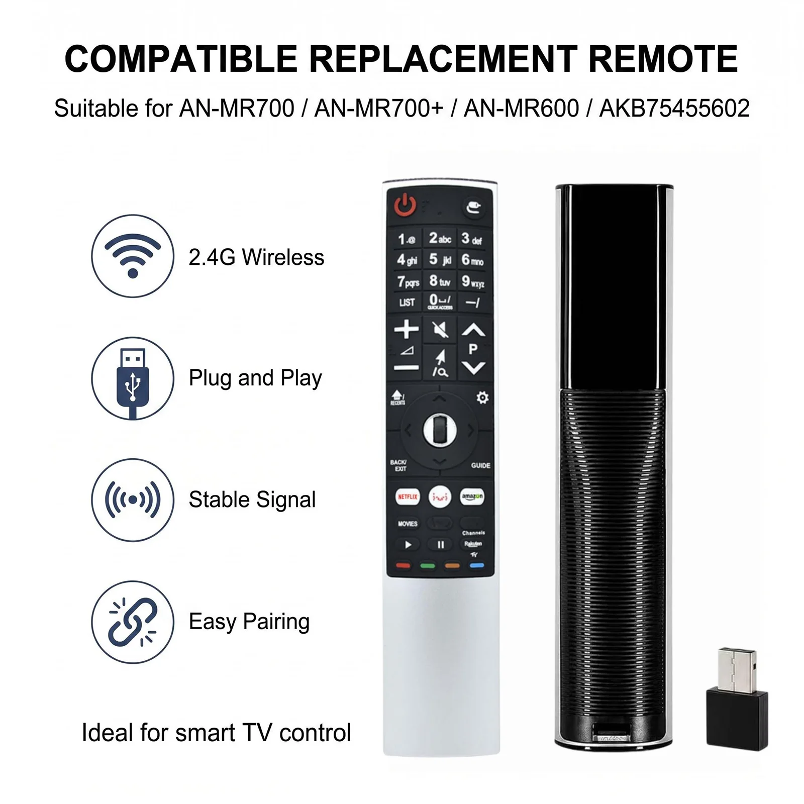 Replacement AN‑MR700 Magic Remote with Pointer Function, No Voice, Compatible with Smart TV MR400‑650G, MR18‑19BA, MR20‑24GA