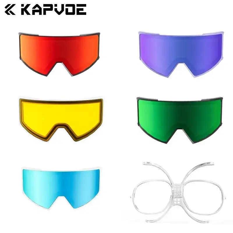 Kapvoe-フォトクロミックスノーグラス,交換用レンズ,フル,赤,青,緑,ウィンタースポーツ,磁気フレームレンズ,k719