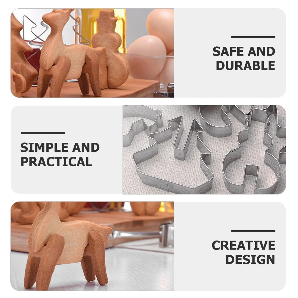 

8Pcs Stainless Steel Cookie Cutter Set Reusable Biscuit Mold Creative Lovely Cookie Molds DIY Baking Accessories Christmas Style