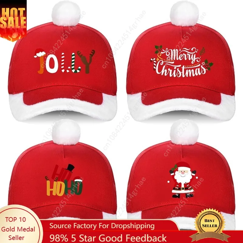 

Suhine 4 Pcs Christmas Hats Unisex Adult Adjustable Santa Baseball Cap with Pom Pom Gifts for Christmas Festive Party Supplies G
