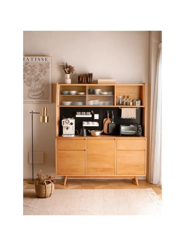 Nordic Simple Beech Cherry Black Walnut Storage Cabinet Japanese Style Solid Wood Sideboard Dg016